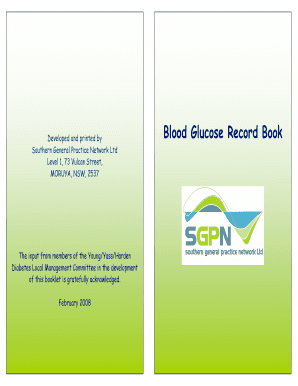 Diabetes Blood Glucose Record Book