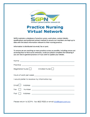 Practice Nurse Registration Form