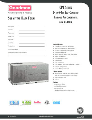 Submittal Data Form Packaged Air Conditioner