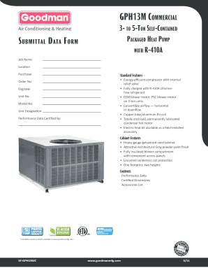 Goodman GPH13M Commercial Heat Pump Submittal Form