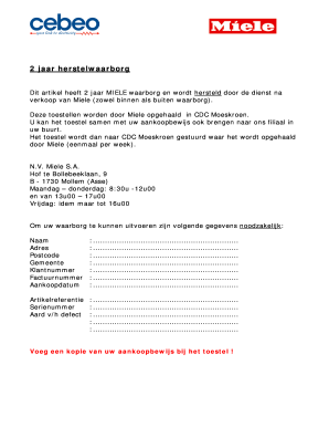 Miele Garantieclaimformulier