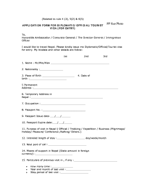 Nepal Visa Application Form