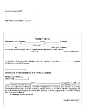 California Mortgage Agreement