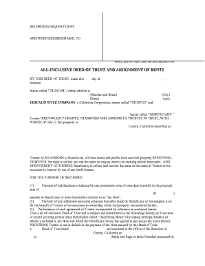 All-Inclusive Deed of Trust and Assignment of Rents