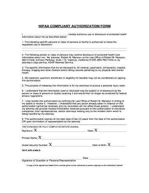 HIPAA Compliant Authorization Form