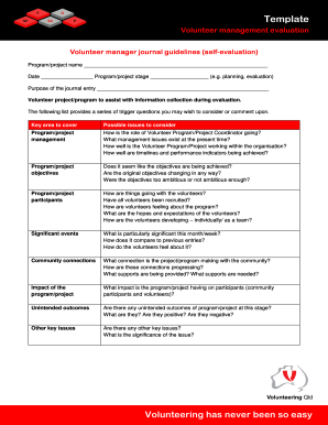 Group project self evaluation - Volunteer manager journal guidelines self-evaluation - volunteeringqld org