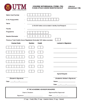 Course Withdrawal Form