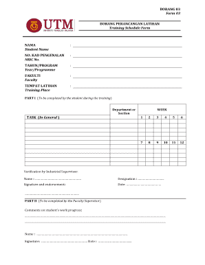 Training Schedule Form