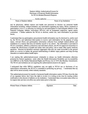 Student-Athlete Authorization for NCAA Research