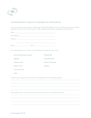Authorization to Release Confidential Information