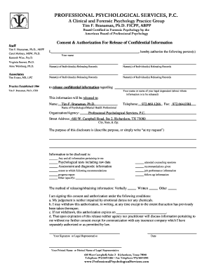 Consent Authorization Release Confidential Information