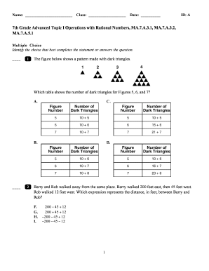 7th Grade Advanced Topic I Operations with Rational Numbers