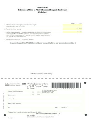 DC Personal Property Tax Return Extension Form
