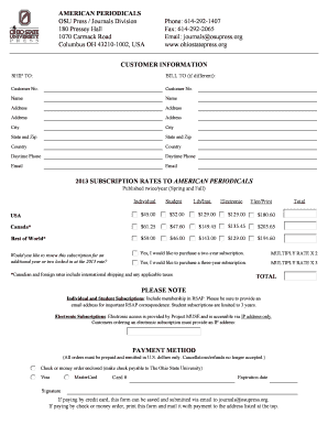 American Periodicals Subscription Form