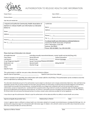 Authorization to Release Health Care Information
