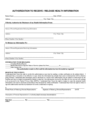 Authorization to Release Health Information