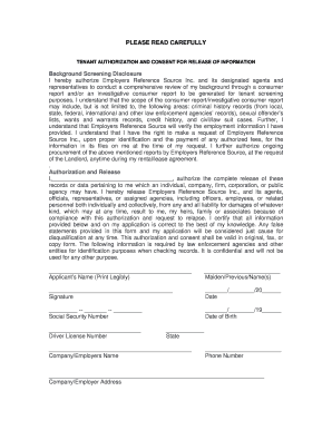 Tenant Authorization and Consent for Release of Information