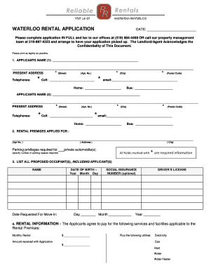 Waterloo Rental Application