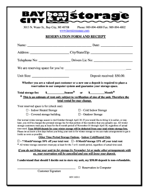 Storage Unit Reservation Form