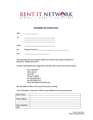 Rental Property Insurance Authorization Form