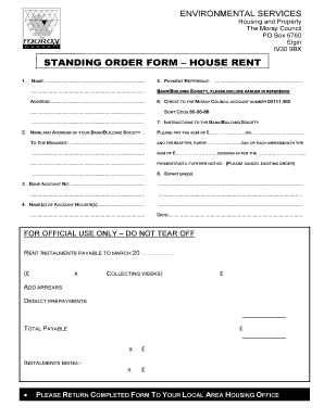 Standing Order Form House Rent