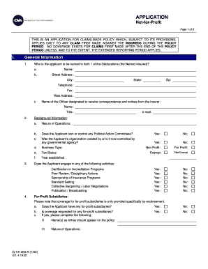 Not-for-Profit D&O Insurance Application