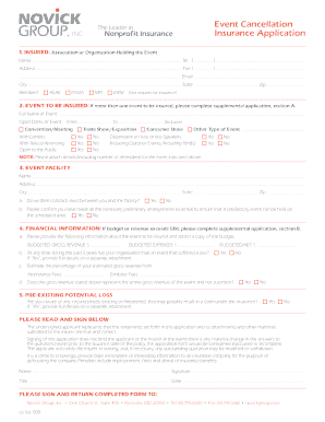 Event Cancellation Insurance Application