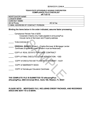 Texas Affordable Housing Compliance File Checklist