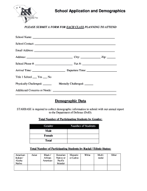 School Application and Demographics Form