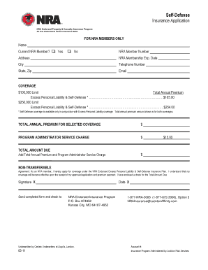 NRA Self-Defense Insurance Application