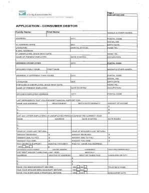 Consumer Debtor Application Form