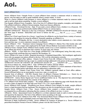 Sworn Affidavit Form