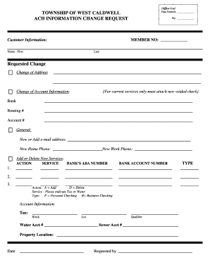 ACH Information Change Request