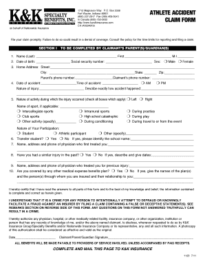 Athlete Accident Claim Form