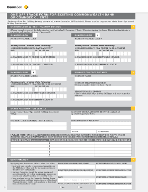 One Off Trade Form for Commonwealth Bank Clients