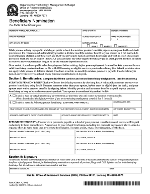 Michigan Public School Employee Beneficiary Nomination Form