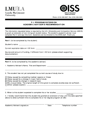 F-1 Program Extension Form
