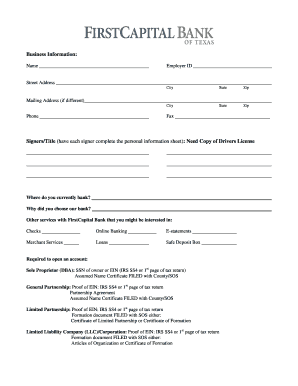 Business Account Opening Form