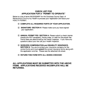 New York State Permit to Operate Application