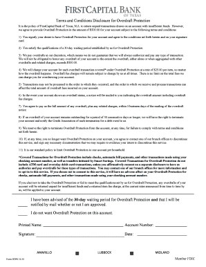 Overdraft Protection Terms and Conditions