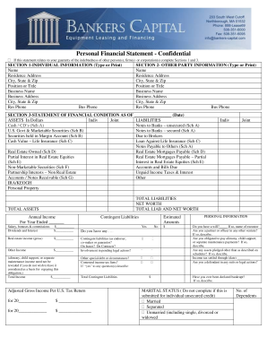 Personal Financial Statement Form