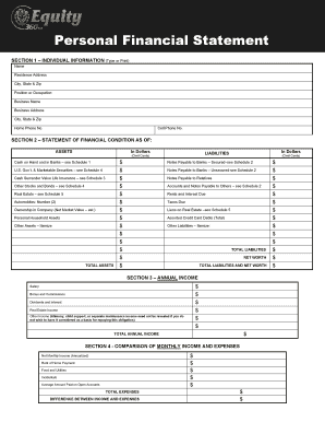 Personal Financial Statement Form