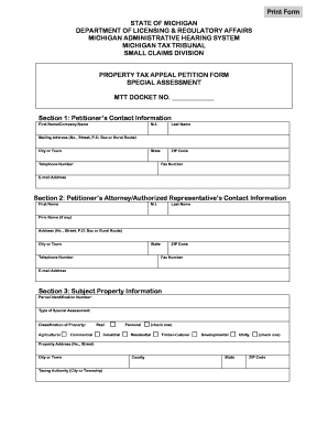 Michigan Property Tax Appeal Petition