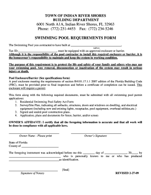 Florida Swimming Pool Safety Requirements Form