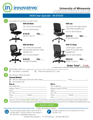 University of Minnesota Office Chair Order Form