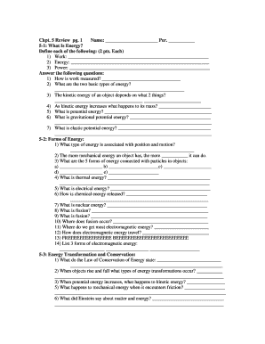 Chapter 5 Energy Review Worksheet