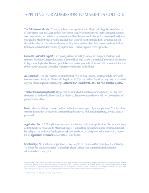 Marietta College Admission Application