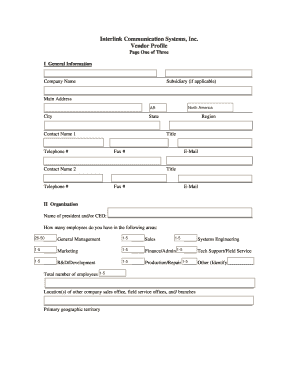 Vendor Profile Form