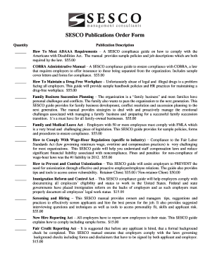 SESCO Publications Order Form