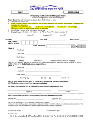 Direct Deposit Enrollment Request Form